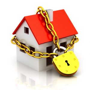House closed in chain and padlock